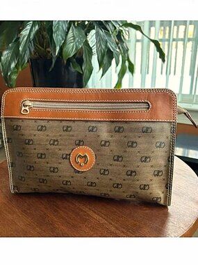 MILA SCHON Clutch Pouch Taupe Brown